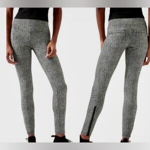 Athleta Delancey White & Black Moto Textured/Patterned Leggings